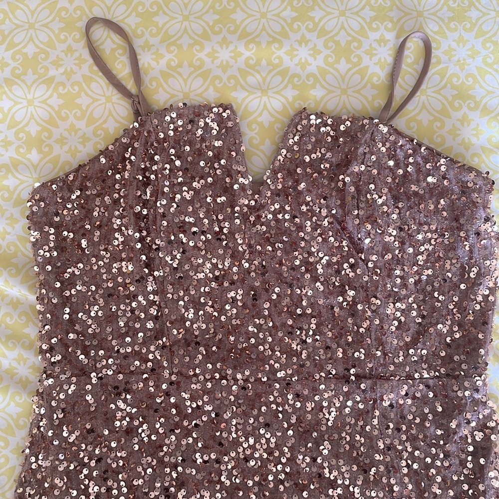 SHEIN Strappy Sequin Mini Dress in Champaign XL Cocktail Dress NWOT